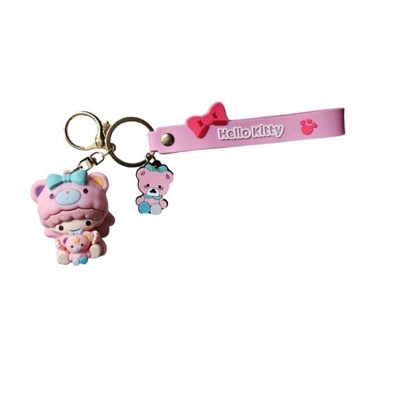Sanrio Kawaii  Hello Kitty Keychain Twin Stars - Picture 1 of 3